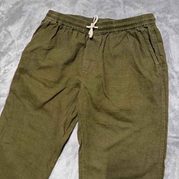 Quince Linen Pull On Pants Women L Olive Drawstring Cropped Minimalist Coastal - Picture 4 of 11